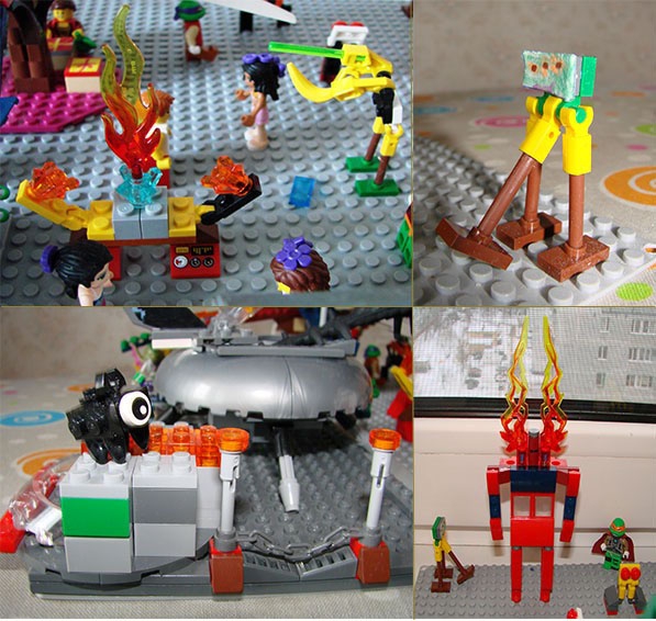 LEGO MOC - New Year's Brick 3015 - Вечеринка с инопланетянами: Инопланетяне прибывают с самых разных мест. Некоторые из них телепортируются прямо под ёлку и тут же начинают общаться с землянами и другими гостями. Кто-то танцует. Всем весело!