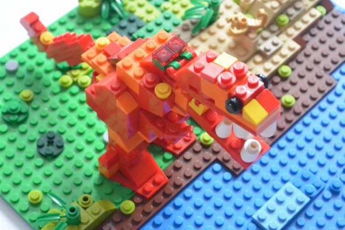 LEGO MOC - Jurassic World - Тираннозавр РЕКС на берегу озера! 