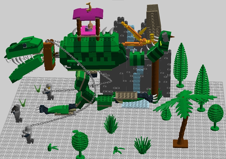 LEGO MOC - Jurassic World - Прогулка с динозаврами: Вид всей работы.