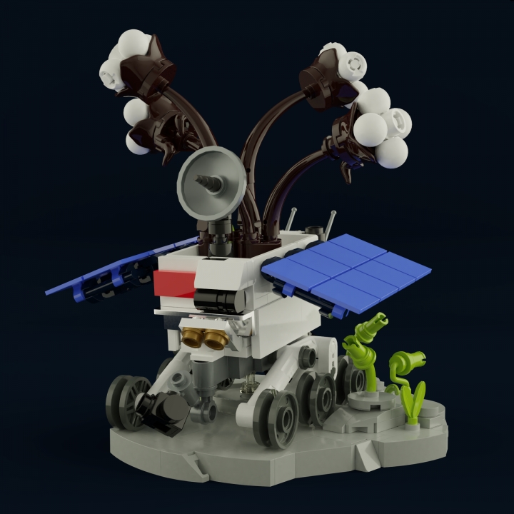 LEGO MOC - 16x16: Botany - Первые растения на Луне: </i></center> Третьего января этого года на обратную сторону Луны приземлился посадочный модуль китайской межпланетной станции 'Чанъэ-4'. Луноход 'Юйту-2', на борту которого находился герметичный контейнер, отправился в путешествие по лунной поверхности.<center><i>