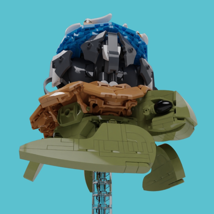 LEGO MOC - LEGO-конкурс 16x16: 'Иллюстрация' - Храбрые рептилионавты: «     Ну, вообще-то, тут философы заблуждаются. На самом деле Великий А'Туин оттягивается на полную катушку.<br />
<br />
     Великий А'Туин – это единственное существо во вселенной, которое абсолютно точно знает, куда оно направляется.»‎