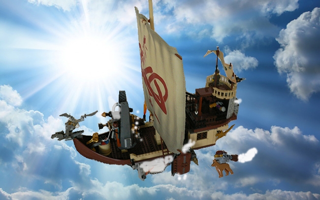 LEGO MOC - Steampunk Machine - Flying Steamship: Общий вид работы.